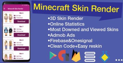 Minecraft Skin App Template With 3D Skin Render