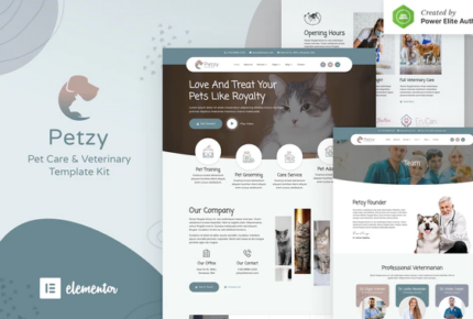 Petzy – Pet Care & Veterinary Elementor Template Kit