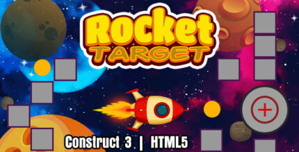 Rocket Target Game (Construct 3 C3P HTML5) 50 Levels