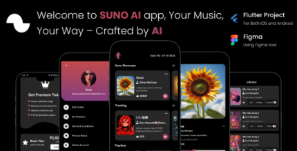 SUNO AI - AI-Powered Music Generator Lyrics to Song Generator iOS Android Flutter Full App