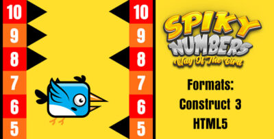 Spiky Numbers Way of the Bird Game (Construct 3 C3P HTML5) Endless Game