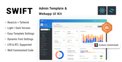 Swift - React + Tailwind CSS Admin Dashboard Template