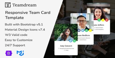 Teamdream - Responsive Team Card Bootstrap Template