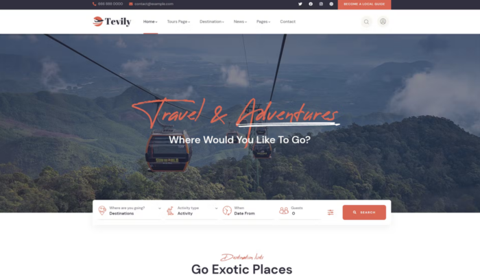 Tevily - Travel & Tour Booking WordPress Theme