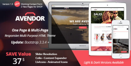 AVENDOR - One Page Multi Page HTML Theme