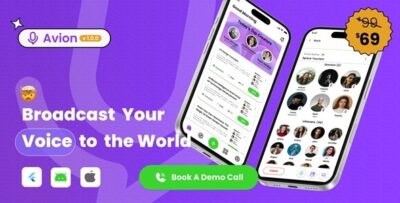 Avion Flutter Real-time Voice Chat App Group Calling, Audio Conferencing & Social Media Integration