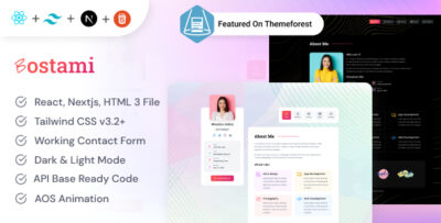 Bostami - Tailwind CSS Portfolio HTML, React, NextJs Template