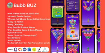 Bubb Buz Bubble Shooter Game - Rewards Earning App Android Studio Project