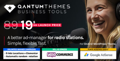 Business Tools Ad Manager for OnAir2 WordPress Theme - Monetize Your Radio Station with Ease