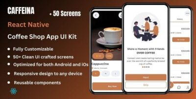 Caffeina - Coffee Shop React Native Expo App Ui Kit