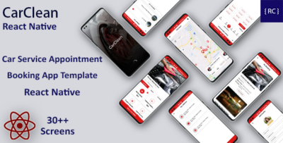 Car Service Appointment Booking Android App Template + iOS App Template React Native CarClean