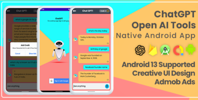 ChatGPT AI Tools Android App with PHP Admin Panel - AdMob Ads, OpenAI API Android 13 Supported