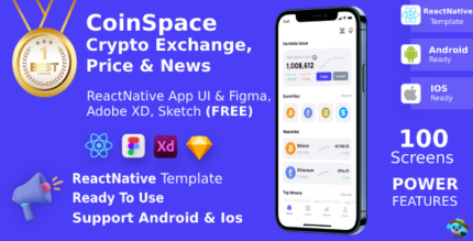 Crypto Currency App FIGMA + XD + SKETCh UI Kit ReactNative CLI CoinSpace