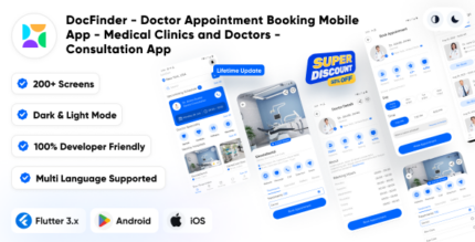 DocFinder - Doctor Appointment Booking Mobile App - Medical Clinics and Doctors - Consultation App