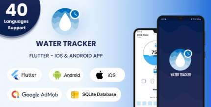 Drinking Water Reminder - Flutter Android & iOS App (40 Languages)