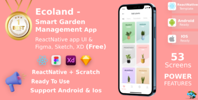 Ecoland ANDROID + IOS + FIGMA UI Kit ReactNative SMART GARDEN MANAGEMENT APP