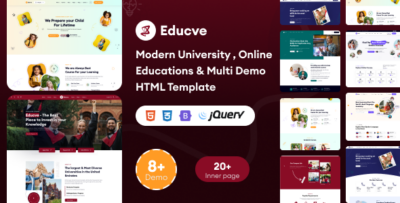 Educve-University, Online Courses & Multi Demo Education HTML Template