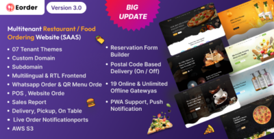 Eorder - Multitenant Restaurant Food Ordering Website (SAAS) v3.0