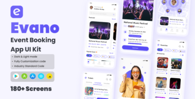 Evano - Event Booking React Native CLI Ui Kit