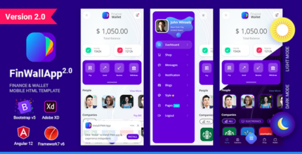 Finwallapp Finance Wallet Mobile HTML template Bootstrap 5 Framework7 Angular 12
