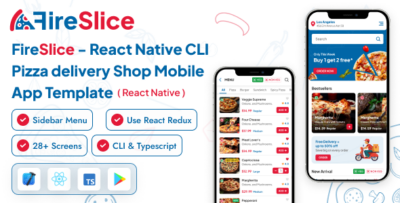 FireSlice - React Native CLI Pizza Delivery Mobile App Template