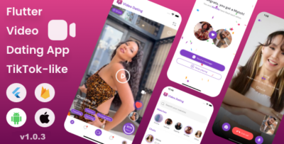 Flutter Video Dating App Short-form profile videos TikTok-like Full App