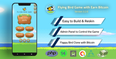 Flying Bird Game - Play to Earn Bitcoin with Admin Panel and Admob