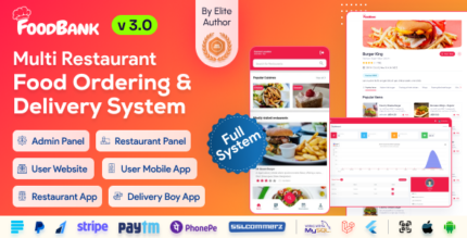 FoodBank Multi Restaurant - Restaurant App with Admin & Restaurant Panel v3.0