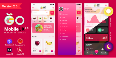 GoMobileUX Multipurpose HTML Template - Bootstrap 5 Framework 7 Angular 12 kit