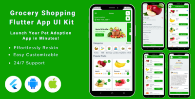 Grabber - Online Grocery Shopping Flutter App UI Kit Template Ecommerce for Android & iOS