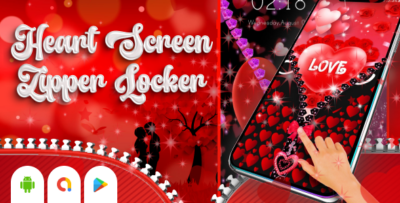 Heart Zipper Lock Screen - Pin Zipper Lock Screen - Screen Lock - Love Zipper Lock Screen