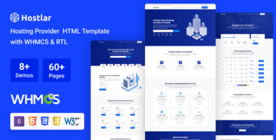 Hostlar - Domain Hosting Provider HTML Template with WHMCS and RTL