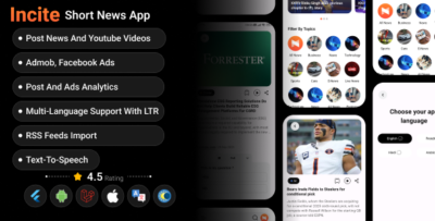 Incite - Short News Flutter App with Laravel Admin Panel for Android & iOS