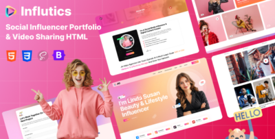 Influtics - Social Influencer Portfolio & Video Sharing HTML