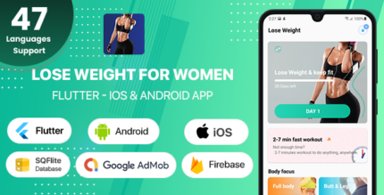 Lose Weight for Women - Flutter Android & iOS Full App + Firestore Database + 47 Languages