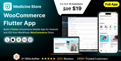 Medicine App store - E-commerce Store app in Flutter 3.x (Android, iOS) with WooCommerce Full App