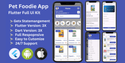 PetFoodi - Online Pet Foods App in Full App Flutter Mobile Template Flutter 3.x (Android & iOS)