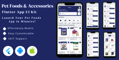 PetFoodie - Pet Foods & Accessories eCommerce App Flutter Mobile Template for Android & iOS