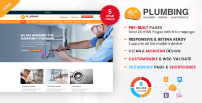 Plumbing - Plumber and Repair Services Maintenance HTML Template