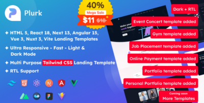 Plurk - Tailwind CSS Multipurpose Landing Templates