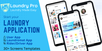 ProLaundry Complete Flutter UI Kit for Laundry Services & Booking Apps with 30+ Screens