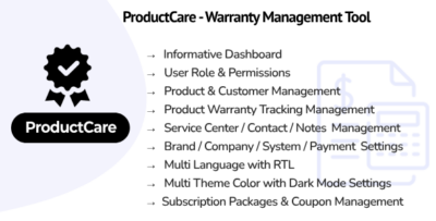 ProductCare SaaS - Warranty Management Tool