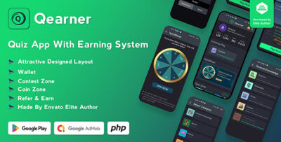 Qearner - Quiz App Android Quiz game with Earning System + Admin panel