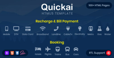 Quickai - Recharge & Bill Payment, Booking HTML5 Template