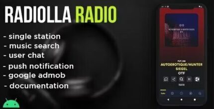 Radiolla S - live radio, news, push, search track, chat, php backend