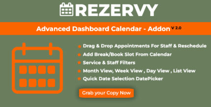 Rezervy - Drag & Drop, Month, Week, Day , List View & Filters Appointments Calendar (Add-On)