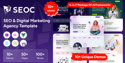 SEOC - SEO & Digital Marketing Agency ReactJS, React + TS, VueJS, NodeJS, Template