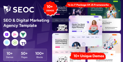 SEOC - SEO & Digital Marketing Agency ReactJS, React + TS, VueJS, NodeJS, Template