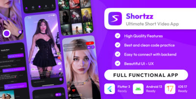 Shortzz Short Video App Flutter Script With Admin Panel