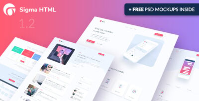 Sigma - App Landing Page HTML Template + Stylish Cost Calculator